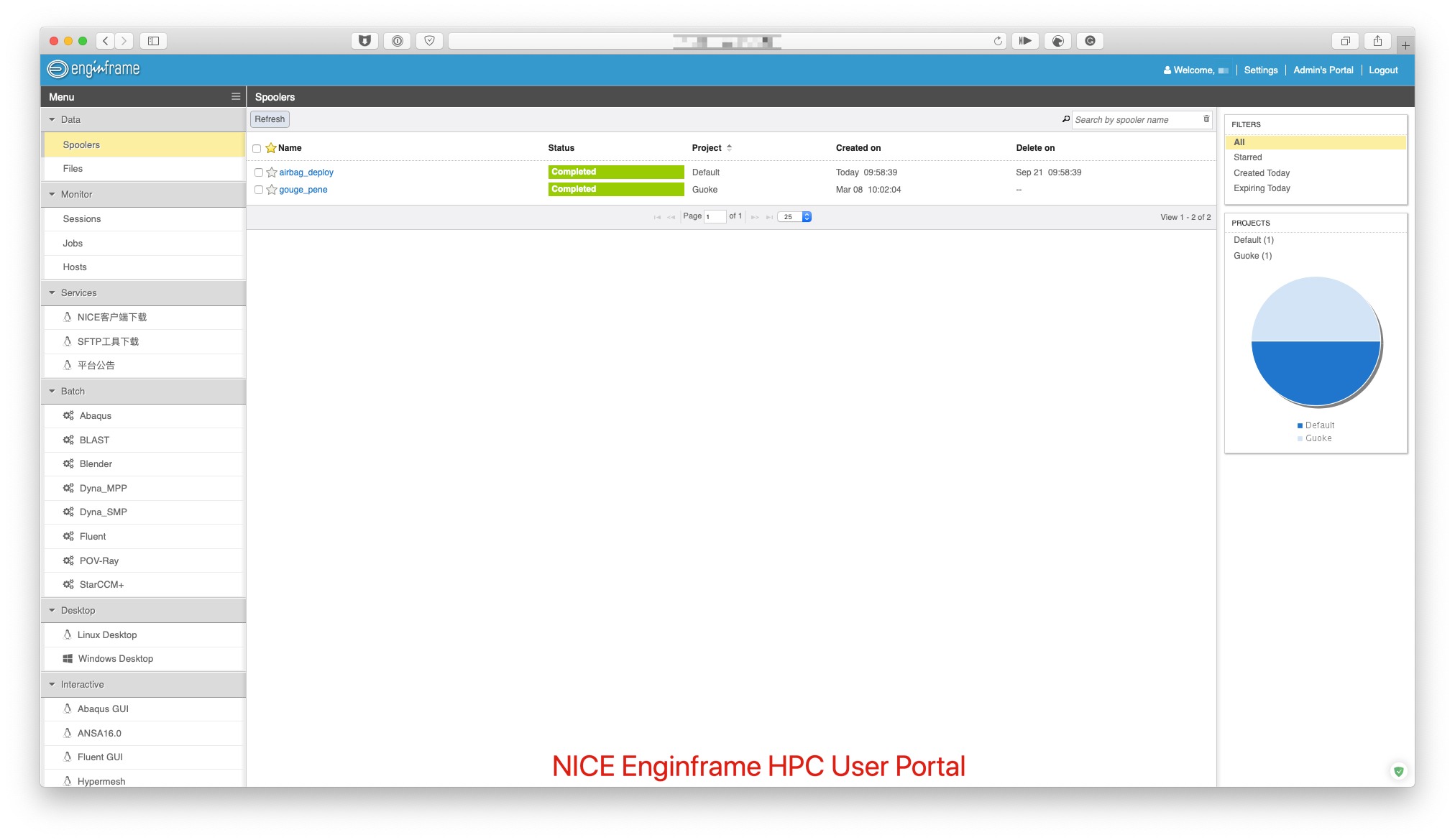 EnginFrame HPC User Portal