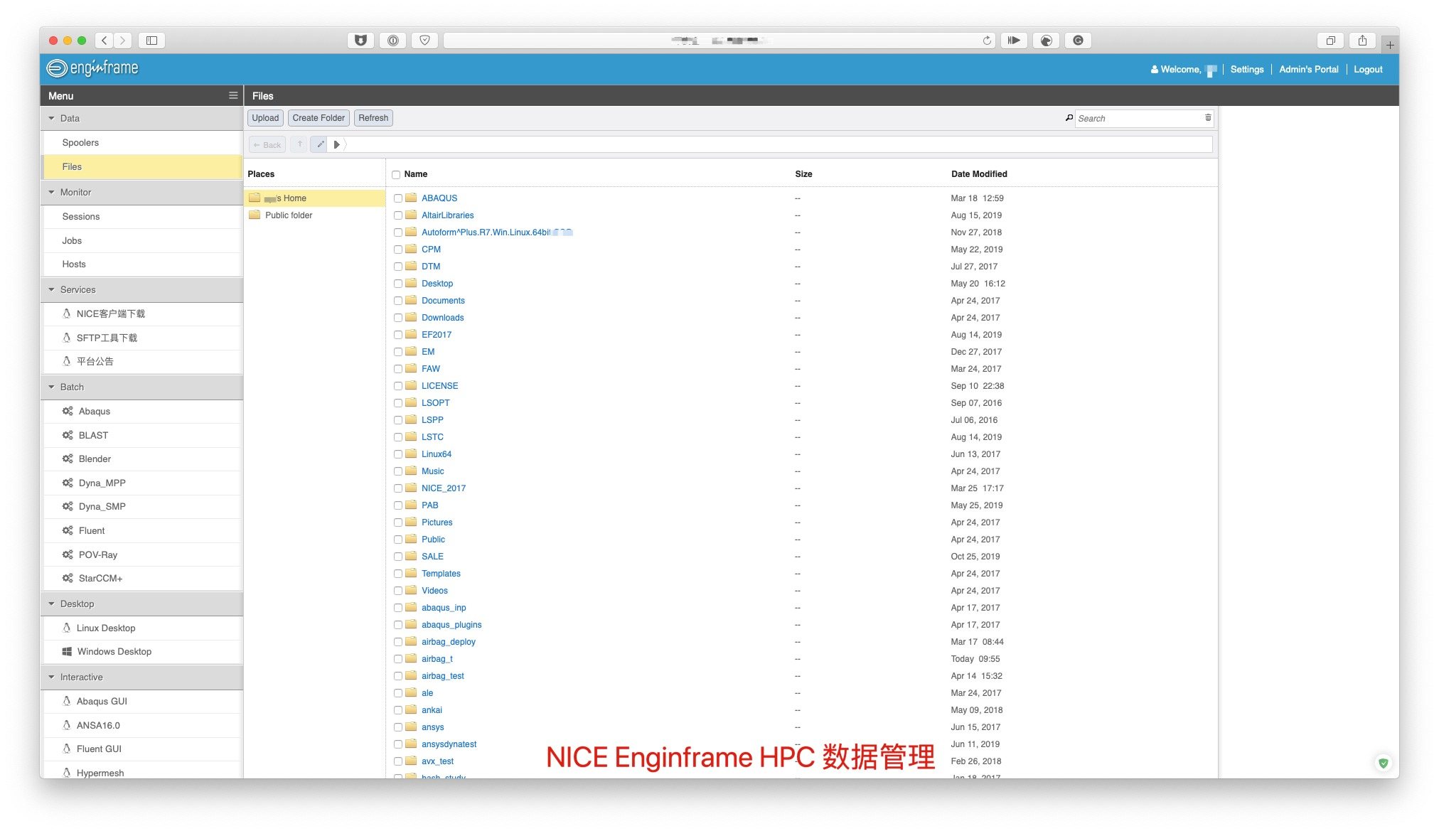 EnginFrame HPC 数据管理