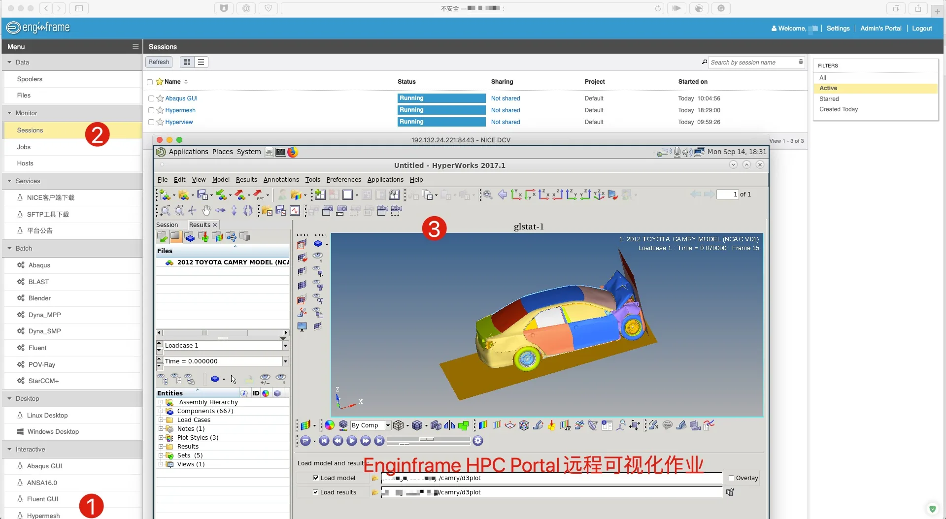 EnginFrame HPC Portal 远程可视化作业